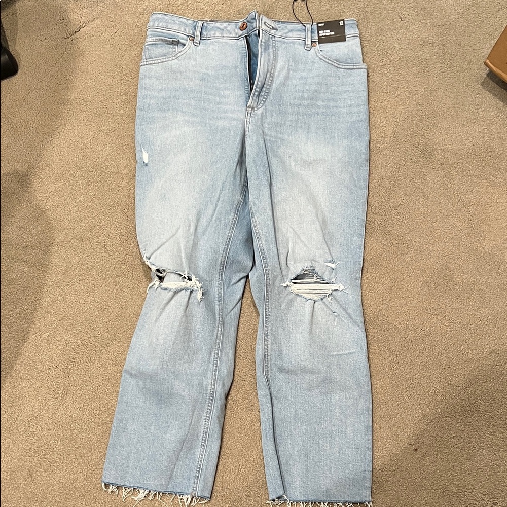 Express NWT Light Blue Ripped curvy mom Jeans